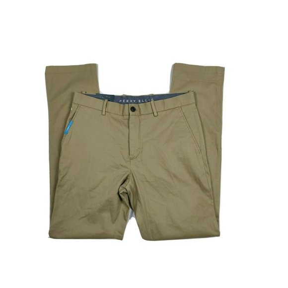 Perry Ellis Mens Pants 32*34 Chino Khaki Resist - Picture 3 of 14